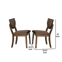 Benjara Transitional Fabric Side Chair With Sloped Open Back,Set Of 2, Brown