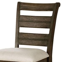 Benjara Plank Wooden Counter Height Chair With Ladder Back, Set Of 2, Brown