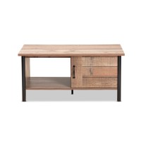 Baxton Studio Vaughan Modern and Contemporary TwoTone Rustic Oak Brown and Black Finished Wood Coffee Table