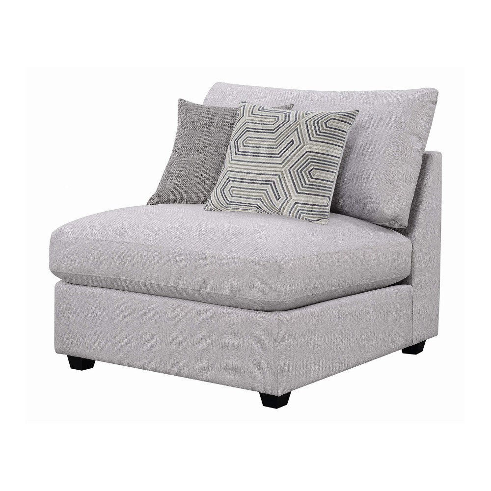 Benjara Fabric Armless Chair With Pillow Back Cushions And Tapered Feet, Gray