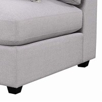 Benjara Fabric Armless Chair With Pillow Back Cushions And Tapered Feet, Gray