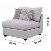 Benjara Fabric Armless Chair With Pillow Back Cushions And Tapered Feet, Gray