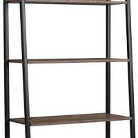 Benjara 4 Tier Wooden Bookcase With 2 Doors And Sled Base, Brown And Black