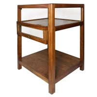 Benjara Wooden Display Table With 1 Open Shelf And Drop Lock, Brown