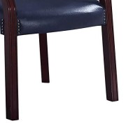 Benjara Nailhead Trim Leatherette Accent Chair With Cut Out Back, Blue And Brown