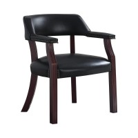 Benjara Nailhead Trim Leatherette Accent Chair With Cut Out Back, Black And Brown