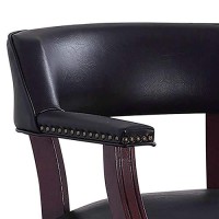 Benjara Nailhead Trim Leatherette Accent Chair With Cut Out Back, Black And Brown