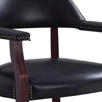 Benjara Nailhead Trim Leatherette Accent Chair With Cut Out Back, Black And Brown