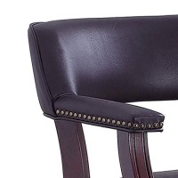 Benjara Nailhead Trim Leatherette Accent Chair With Cut Out Back, Brown