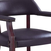 Benjara Nailhead Trim Leatherette Accent Chair With Cut Out Back, Brown