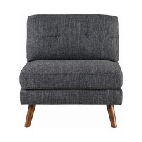 Benjara Mid Century Style Fabric Armless Chair With Splayed Legs, Gray