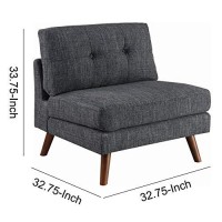 Benjara Mid Century Style Fabric Armless Chair With Splayed Legs, Gray