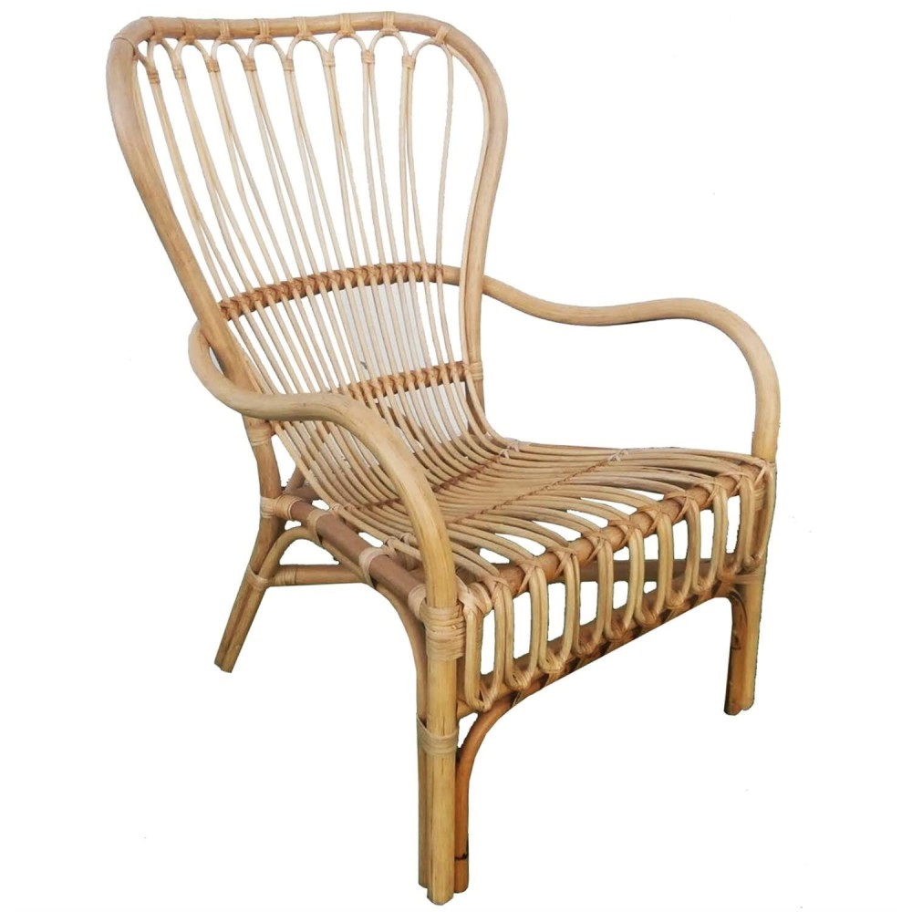 Benjara Handcrafted Rattan Frame Arm Chair, Brown