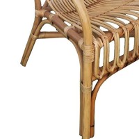 Benjara Handcrafted Rattan Frame Arm Chair, Brown