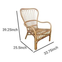 Benjara Handcrafted Rattan Frame Arm Chair, Brown