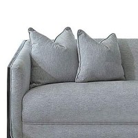 Benjara Fabric Sofa With 4 Accent Pillows And Sloped Shelter Arms, Gray