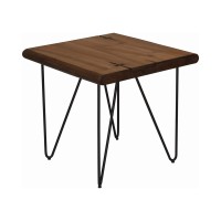 Benjara Square Wooden Top End Table With Metal Hairpin Legs, Brown