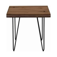 Benjara Square Wooden Top End Table With Metal Hairpin Legs, Brown