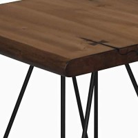 Benjara Square Wooden Top End Table With Metal Hairpin Legs, Brown