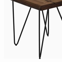 Benjara Square Wooden Top End Table With Metal Hairpin Legs, Brown