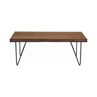 Benjara Rectangular Wooden Top Coffee Table With Metal Hairpin Legs, Brown