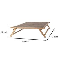 Benjara Wooden Folding Coffee Table With Angled Legs, Brown