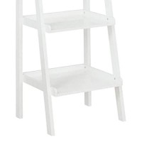 Benjara 72 Inches 5 Tier Wooden Ladder Bookcase With 2 Hooks, White