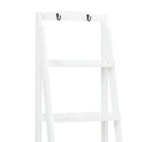Benjara 72 Inches 5 Tier Wooden Ladder Bookcase With 2 Hooks, White