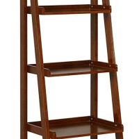 Benjara 72 Inches 5 Tier Wooden Ladder Bookcase With 2 Hooks, Brown