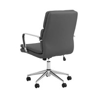 Benjara Mid Back Adjustable Leatherette Office Chair, Gray And Chrome