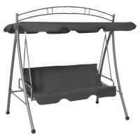 Vidaxl Outdoor Swing Bench W/Canopy Convertible Lawn Garden Poolside Couryard Porch Swing Furniture Seating Hanging Seat Anthracite Steel