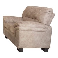 Benjara Fabric Chair With Padded Tufted Back And Pillow Top Arms, Beige