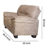 Benjara Fabric Chair With Padded Tufted Back And Pillow Top Arms, Beige