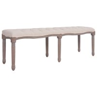 vidaXL Dining Bench, Dining Bench with Padded Seat, Upholstered Entryway Bench for Bedroom Living Room Hallway, Fabric Solid Wood Cream White