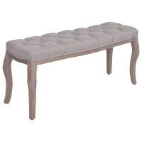 vidaXL Dining Bench, Dining Bench with Padded Seat, Upholstered Entryway Bench for Bedroom Living Room Hallway, Fabric Solid Wood Light Gray