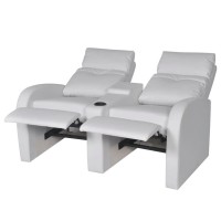 vidaXL Sofa, Recliner 2 Seat Sofa with Adjustable Backrest, Accent Living Room Chair for Home Theater Cinema, Artificial Leather White