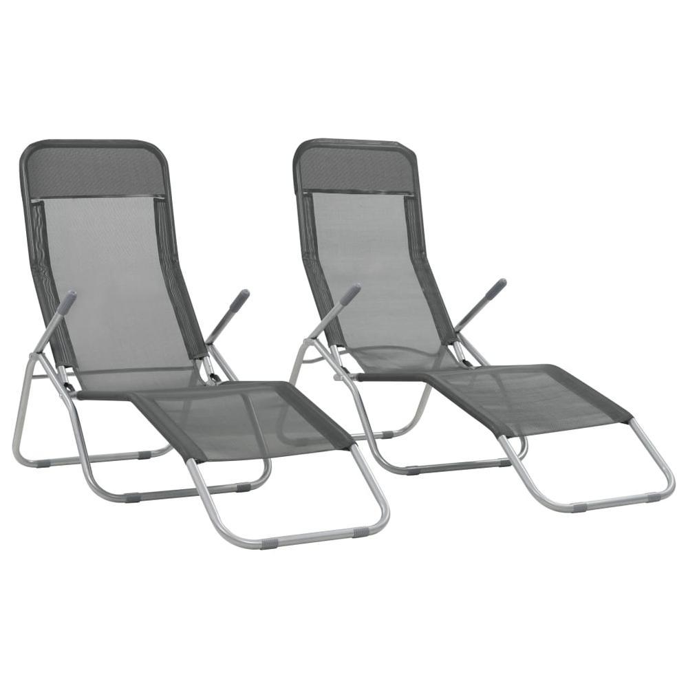 vidaXL Folding Sun Loungers 2 pcs Textilene Anthracite 44340