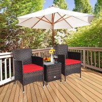 Happygrill 3-Piece Patio Furniture Set Outdoor Rattan Wicker Conversation Set With Coffee Table Chairs & Thick Cushions Bistro Sets For Patio Garden Lawn Backyard Pool