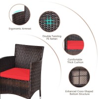 Happygrill 3-Piece Patio Furniture Set Outdoor Rattan Wicker Conversation Set With Coffee Table Chairs & Thick Cushions Bistro Sets For Patio Garden Lawn Backyard Pool