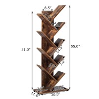 Tangkula 55-Inch Tree Bookshelf, 9-Shelf Free Standing Tree Bookcase, Bookshelves for Home Living Room Office Children? Room, Display Stand for CDs/Albums/Books, w/Anti-toppling Device (Rustic Brown)