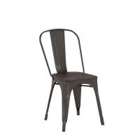 Costway Tolix Style Dining Chairs Industrial Metal Stackable Cafe Side Chair With Wood Seat Set Of 4 (Copper-Colored)