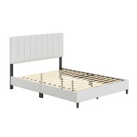 Boyd Sleep Leah Linen Panel Upholstered Platform Bed Frame Beige Full