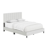 Boyd Sleep Leah Linen Panel Upholstered Platform Bed Frame  Beige  Full