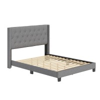 Boyd Sleep Mia Linen Panel Upholstered Platform Bed Frame Grey Queen