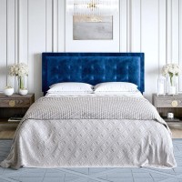 Zoe Adjustable Upholstered Tufted Velvet Headboard  Blue