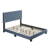 Boyd Sleep Chloe Linen Upholstered Platform Bed Frame  Blue  Full