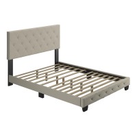 Boyd Sleep Chloe Linen Upholstered Platform Bed Frame  Beige Full  Beige