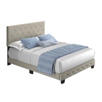 Boyd Sleep Chloe Linen Upholstered Platform Bed Frame  Beige Full  Beige