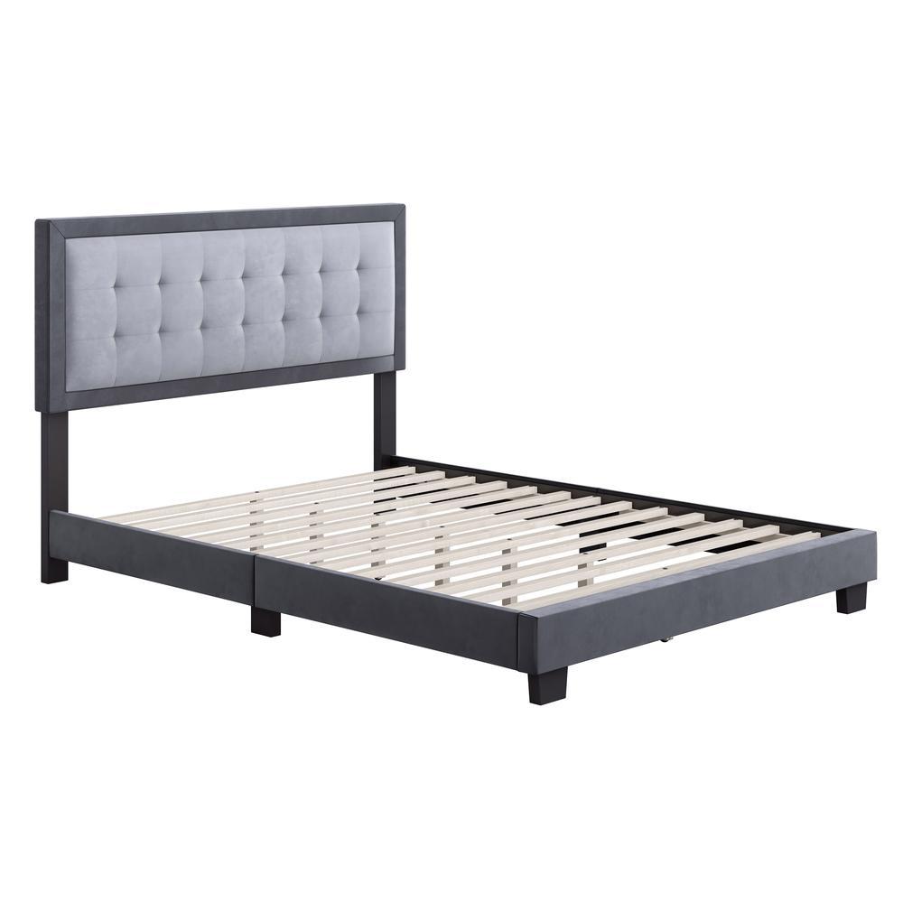 Boyd Sleep Pisa Velvet Upholstered Platform Bed Frame  Grey  Full