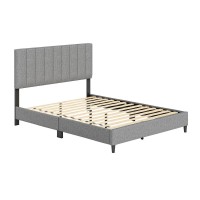 Boyd Sleep Leah Linen Panel Upholstered Platform Bed Frame  Grey  Full